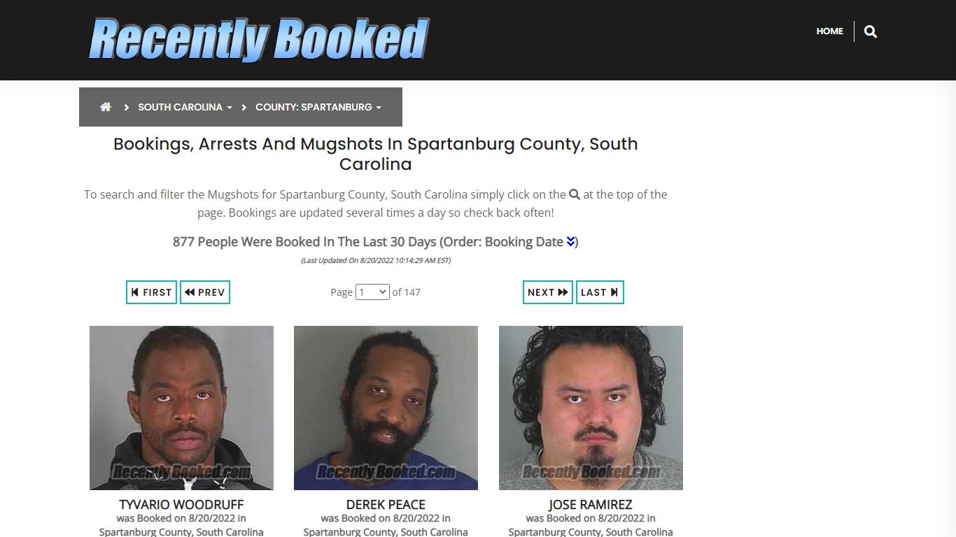 Recent bookings, Arrests, Mugshots in Spartanburg County, South Carolina